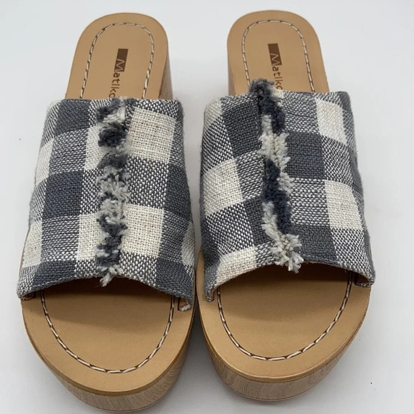 Matiko Plavia Fringed Gingham Slides -Euro 37 US 6 - Picture 2 of 8